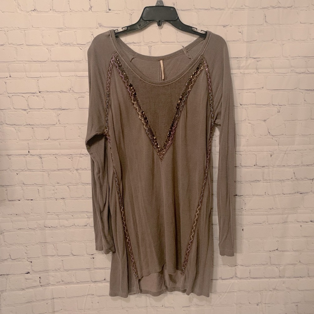 Free People Crossroads Tunic Taupe Sz M